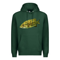 Sports Green Smallmouth Bass Fish Illustrations Premium Hoodie - LillyAllenDesigns