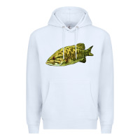 White Smallmouth Bass Fish Illustrations Premium Hoodie - LillyAllenDesigns