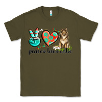 Army Green peace love collie Classic Tee - texasbilliewilder