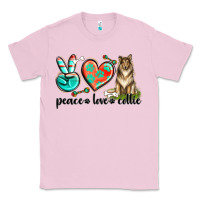 Bubblegum Pink peace love collie Classic Tee - texasbilliewilder