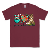 Burgundy peace love collie Classic Tee - texasbilliewilder