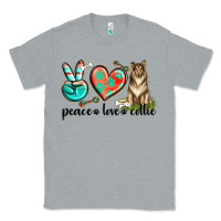 Heather Grey peace love collie Classic Tee - texasbilliewilder