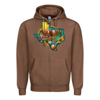 Chestnut Western Texas Map With Longhorn Bull Zipper Hoodie - RanaPortraitStore