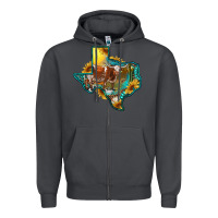 Smoke Western Texas Map With Longhorn Bull Zipper Hoodie - RanaPortraitStore