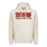 Oatmeal Heather happy valentines day paws Premium Hoodie - NancyCooperArtShop