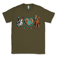 Army Green peace love cowboy Classic Tee - texasbilliewilder