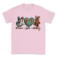Bubblegum Pink peace love cowboy Classic Tee - texasbilliewilder
