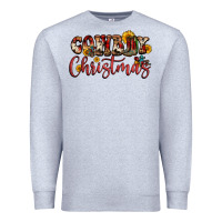 Heather Grey cowboy christmas Premium Sweatshirt - FaDigitalArtStudio