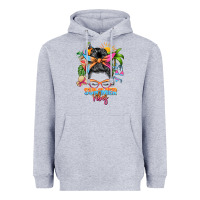 Heather Grey summer vibes messy bun Heavyweight Hoodie - Zillion Design Studio