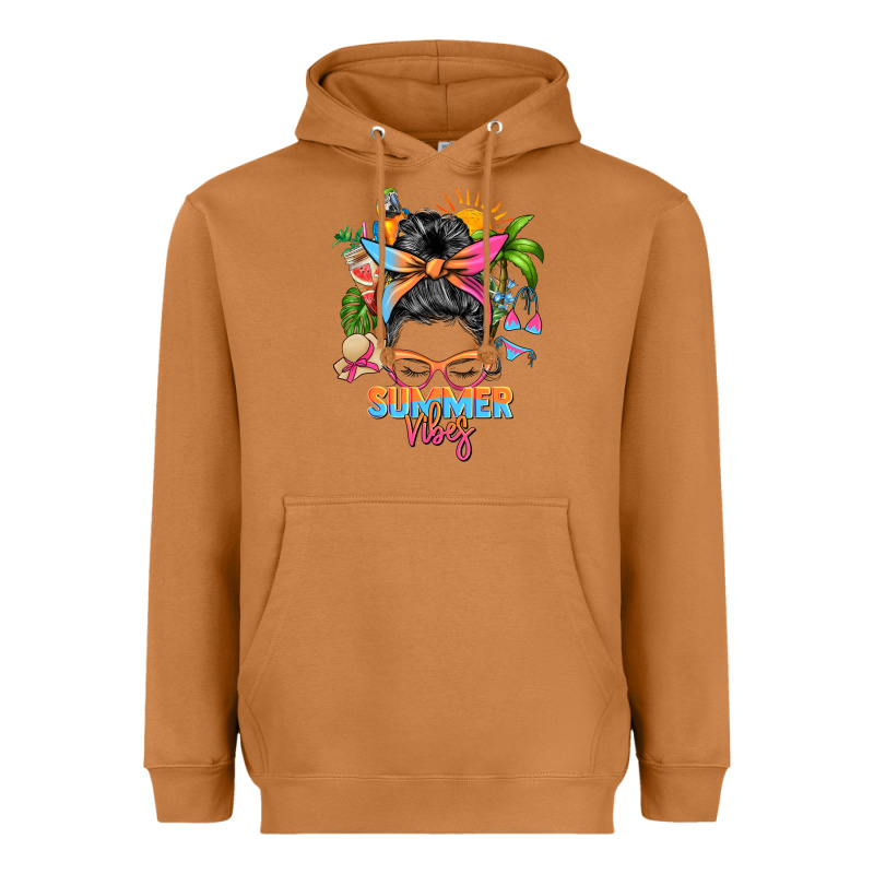 Summer Vibes Messy Bun Heavyweight Hoodie by Zillion Design Studio | Teevron