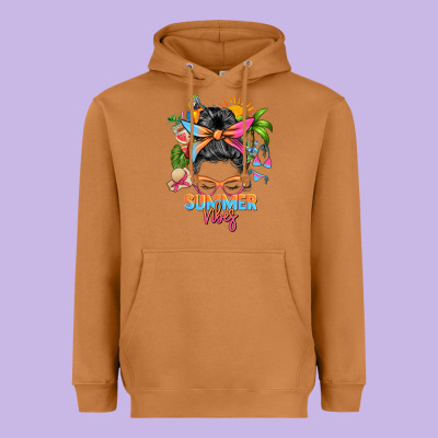 Summer Vibes Messy Bun Heavyweight Hoodie Designed By Zillion Design Studio