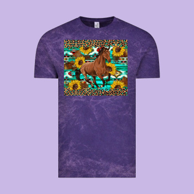 Western Horse Sunflowers Vintage Tee Designed By Artiststas