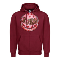 Western Valentine's Day Xoxo Round Earrings Zipper Hoodie | Teevron