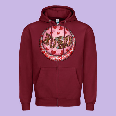 Zipper Hoodie Western valentine's day xoxo round earrings