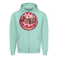 Seafoam Western valentine's day xoxo round earrings Zipper Hoodie - RanaPortraitStore