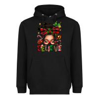 Black christmas believe afro messy bun Heavyweight Hoodie - texasbilliewilder