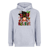 Heather Grey christmas believe afro messy bun Heavyweight Hoodie - texasbilliewilder