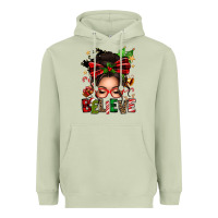 Matcha christmas believe afro messy bun Heavyweight Hoodie - texasbilliewilder