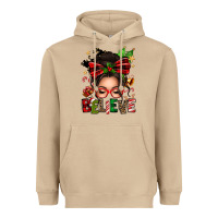 Mushroom christmas believe afro messy bun Heavyweight Hoodie - texasbilliewilder