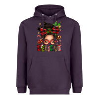 Plum christmas believe afro messy bun Heavyweight Hoodie - texasbilliewilder