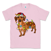 Bubblegum Pink Dachshund Christmas Lights Classic Tee - RanaPortraitStore