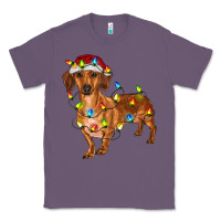 Lavender Dachshund Christmas Lights Classic Tee - RanaPortraitStore