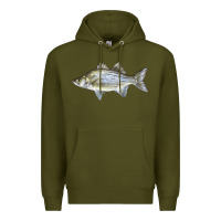 Army Green White Bass Fish Illustrations Premium Hoodie - LillyAllenDesigns