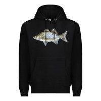 Black White Bass Fish Illustrations Premium Hoodie - LillyAllenDesigns