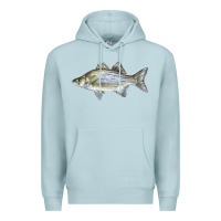 Blue Mist White Bass Fish Illustrations Premium Hoodie - LillyAllenDesigns