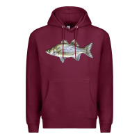 Burgundy White Bass Fish Illustrations Premium Hoodie - LillyAllenDesigns