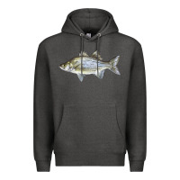 Charcoal Heather White Bass Fish Illustrations Premium Hoodie - LillyAllenDesigns