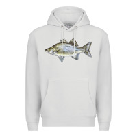 Dove Grey White Bass Fish Illustrations Premium Hoodie - LillyAllenDesigns