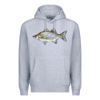 Heather Grey White Bass Fish Illustrations Premium Hoodie - LillyAllenDesigns