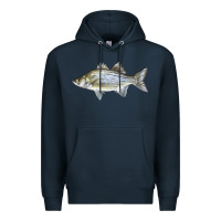 Navy White Bass Fish Illustrations Premium Hoodie - LillyAllenDesigns