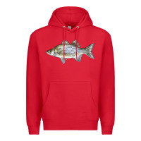 Red White Bass Fish Illustrations Premium Hoodie - LillyAllenDesigns