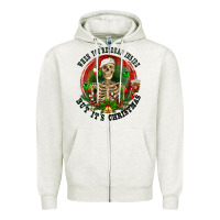Oatmeal Heather When you're dead inside but it's christmas Zipper Hoodie - RanaPortraitStore