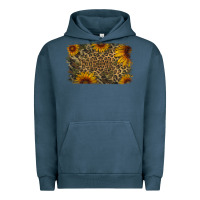 Pigment Midnight Navy Camouflage Leopard Sunflower Background Urban Hoodie - Jasminsmagicworld