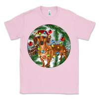 Bubblegum Pink Dachshund Christmas Tree Classic Tee - RanaPortraitStore