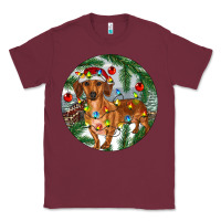 Burgundy Dachshund Christmas Tree Classic Tee - RanaPortraitStore