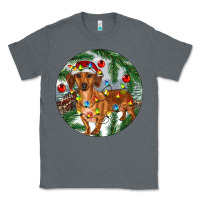 Charcoal Heather Dachshund Christmas Tree Classic Tee - RanaPortraitStore