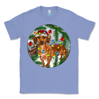 Colony Blue Dachshund Christmas Tree Classic Tee - RanaPortraitStore