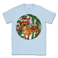Dusty Blue Dachshund Christmas Tree Classic Tee - RanaPortraitStore