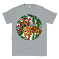 Heather Grey Dachshund Christmas Tree Classic Tee - RanaPortraitStore