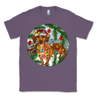 Lavender Dachshund Christmas Tree Classic Tee - RanaPortraitStore