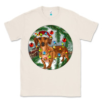 Natural Dachshund Christmas Tree Classic Tee - RanaPortraitStore