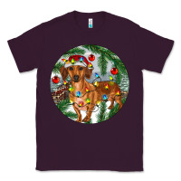 Plum Dachshund Christmas Tree Classic Tee - RanaPortraitStore