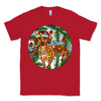Red Dachshund Christmas Tree Classic Tee - RanaPortraitStore
