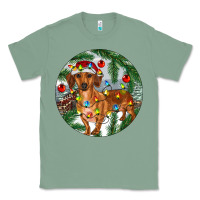Sage Dachshund Christmas Tree Classic Tee - RanaPortraitStore