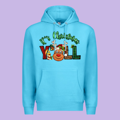 It's Christmas Y'all Reindeer Premium Hoodie Designed By Jasminsmagicworld