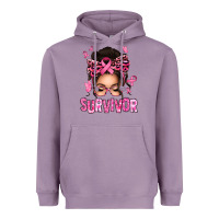Lavender breast cancer survivor afro messy bun Heavyweight Hoodie - texasbilliewilder